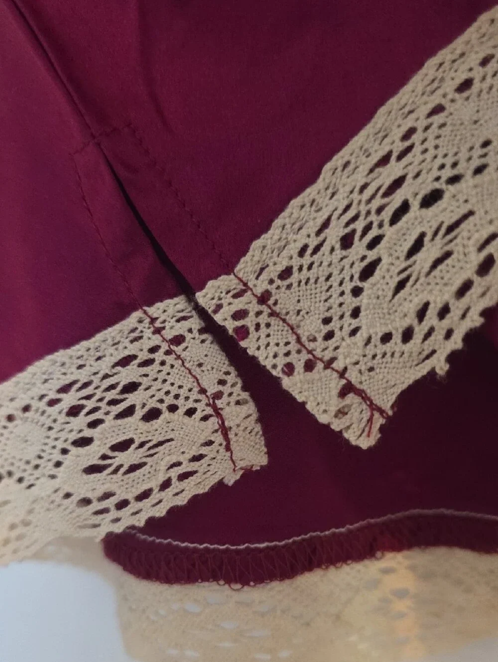 Silk-Feel Merlot Lace Trim Camisole - Picture 3 of 6